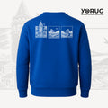 Saks Blue Crew Neck Sweatshirt with Galata Tower and Cat