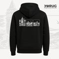 Black Unisex Hoodie with Galata Tower and Cat