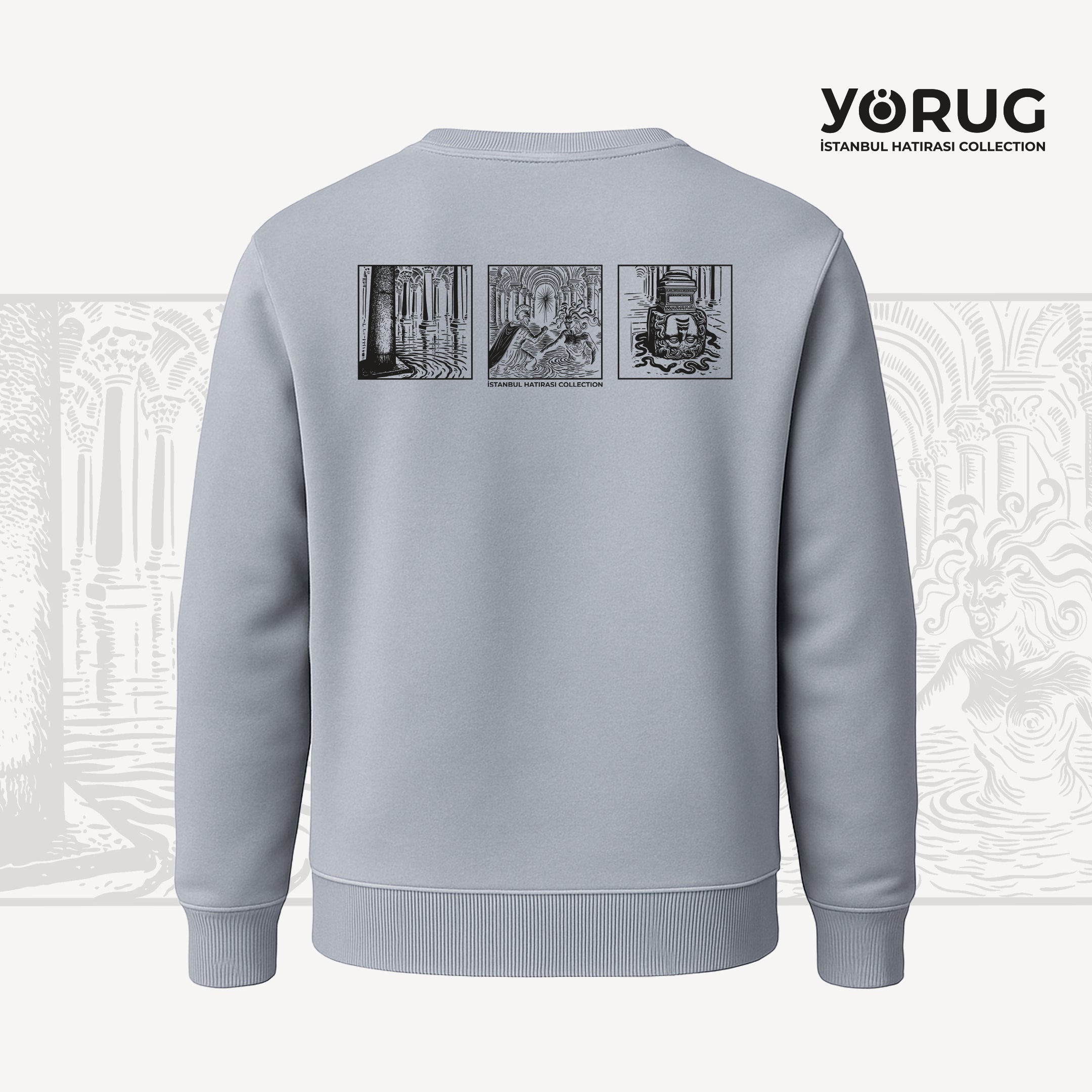 Siyah Bisiklet Yaka Sweatshirt Yerebatan & Medusa