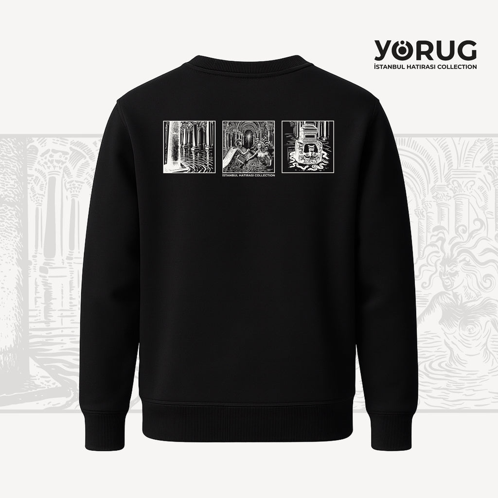 Black Crew Neck Sweatshirt Yerebatan &amp; Medusa