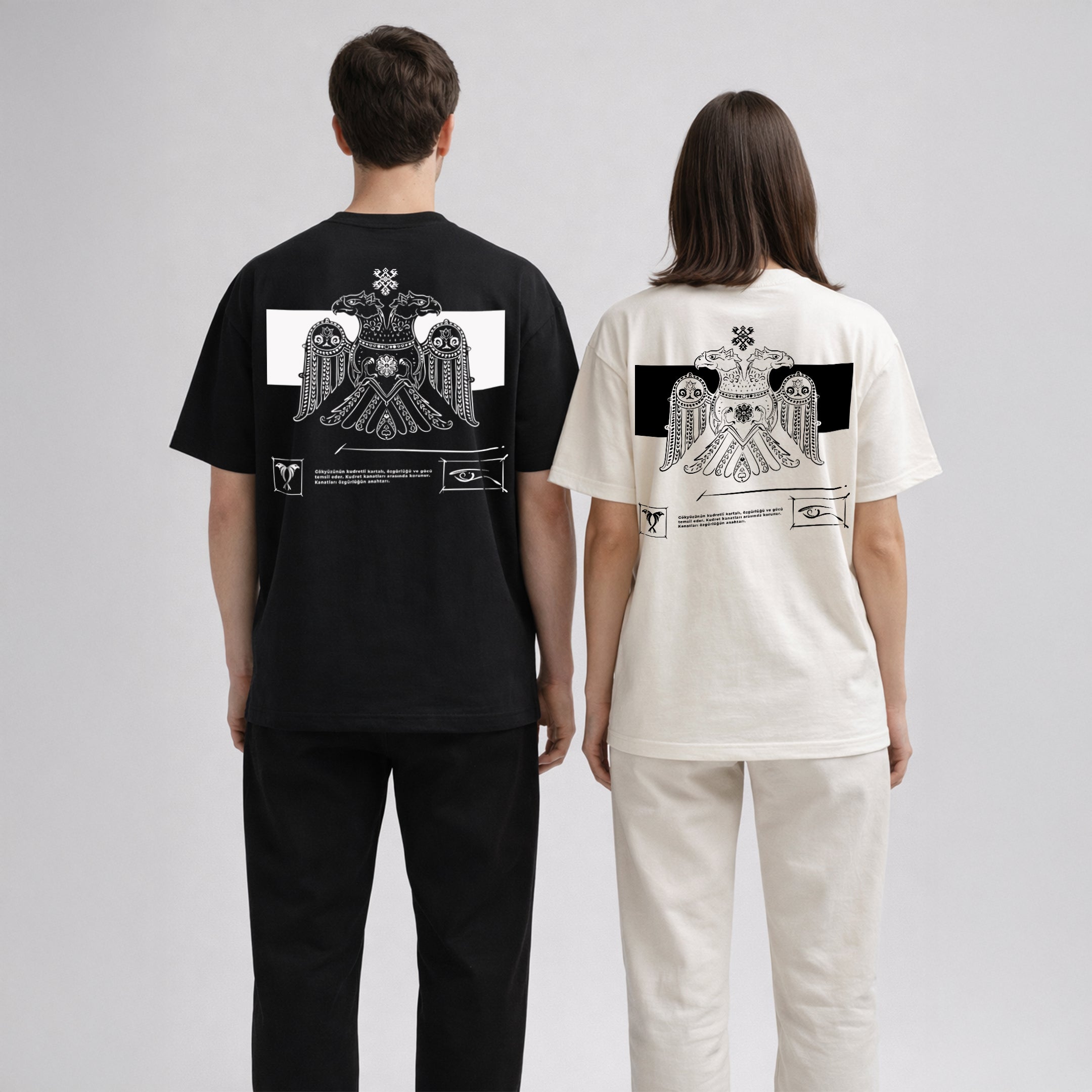 Selçuklu Çift Başlı Kartal Oversize T-Shirt
